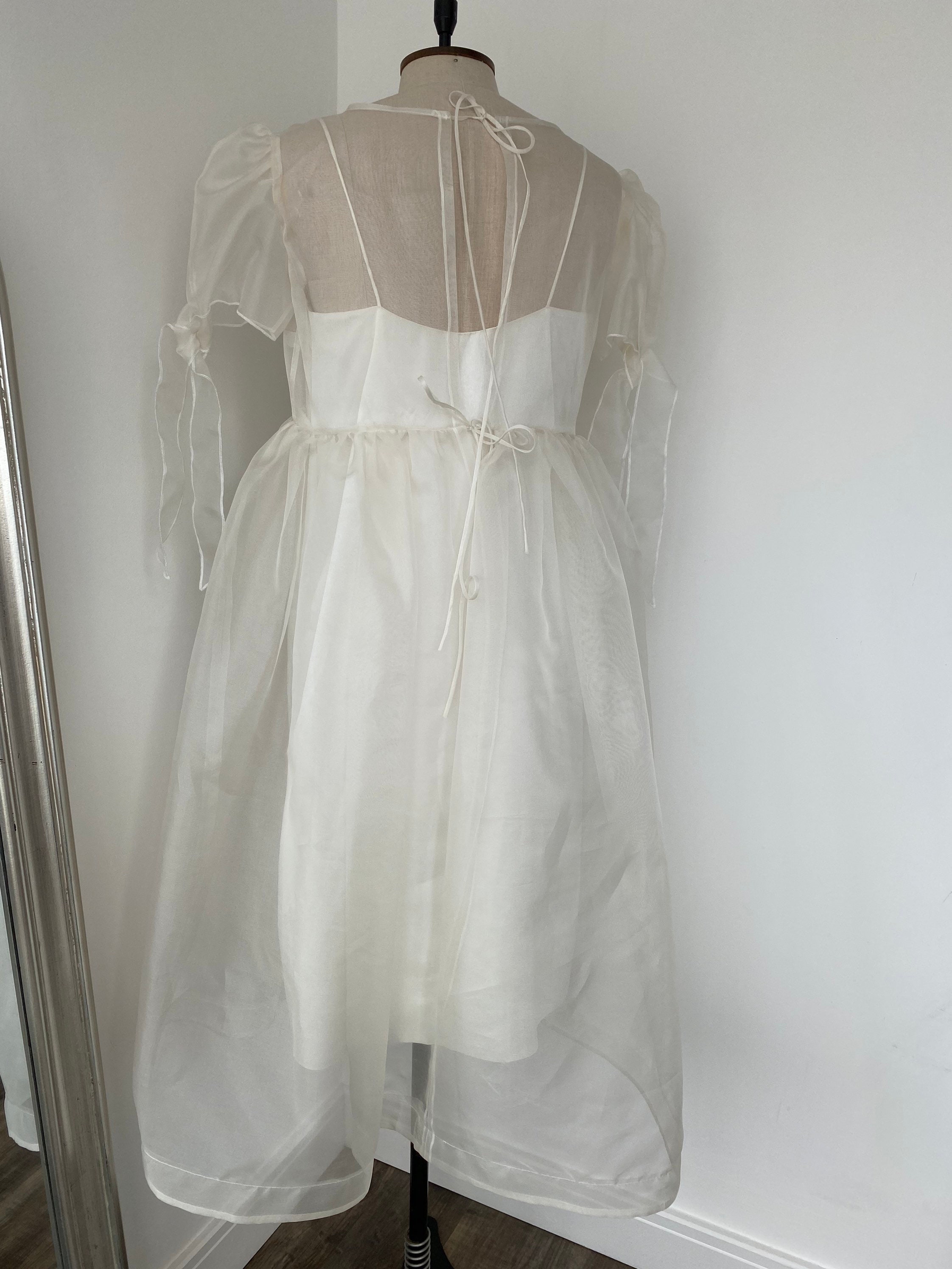 Silk Organza Sheer Dress With Satin Slip Wedding Outfit Puff - Etsy UK