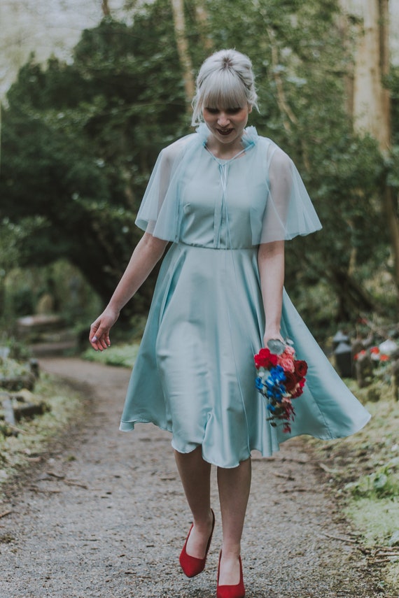 Ice blue top bridesmaid dress