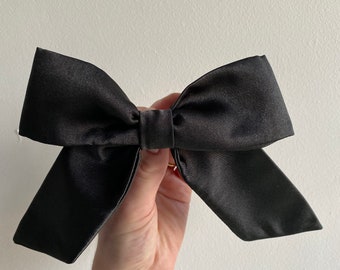 Black satin hair bow Christmas part accessory