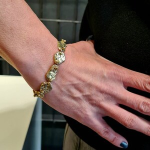 Handmade Gold Disc Chain Bracelet, Antique Brass Brutalist Bracelet, Unique Bracelet for Women, Ancient Coin Bracelet, Gift for Her, Wife image 3