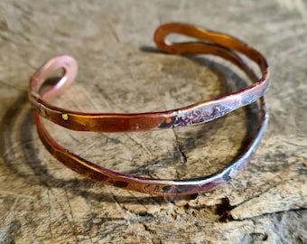 Gehämmertes Kupfer Manschette Armband für Männer und Frauen, rustikale Kupferdraht Manschette, Kupfer Manschette für Männer, Geschenk für ihn, Papa