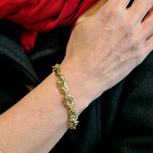 Handmade Gold Disc Chain Bracelet, Antique Brass Brutalist Bracelet, Unique Bracelet for Women, Ancient Coin Bracelet, Gift for Her, Wife image 1