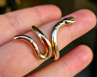 Antique Brass Bold Snake Ring, Gold Snake Ring, Serpent Ring, Boho Hippie Chunky Ring, Handmade Jewelry, Gift for Her