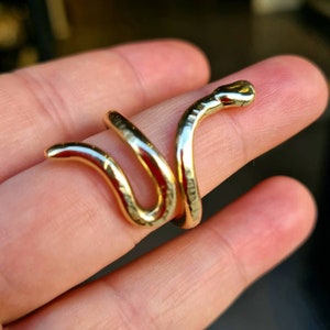 Antique Brass Bold Snake Ring, Gold Snake Ring, Serpent Ring, Boho Hippie Chunky Ring, Handmade Jewelry, Gift for Her
