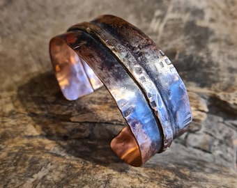 Mens Viking Wide Cuff Bracelet, Fold-formed Copper Unisex Bracelet, Nordic Viking Jewelry, Mens Copper Cuff, Fathers Day Gift, Gift for Him