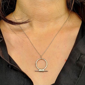 Silver Evil Eye Protection Talisman Pendant, Shen Ring Pendant, Charm Pendant, Minimalist Silver Circle Necklace, Gift for Her