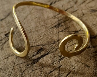 Handmade Brass Cuff Bracelet, Minimalist Gold Boho Jewelry