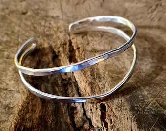 Hammered Silver Cuff Bracelet for Men and Women, Solid 925 Sterling Silver Cuff Bracelet for Men, Handmade Bracelet, Chunky Silver Bracelet