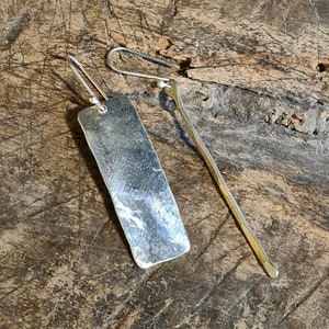 Long Silver Geometric Earrings, Silver Rectangle Earrings, Bar Earrings, Modern Silver Statement Earrings, Handmade Jewelry Gift for Her