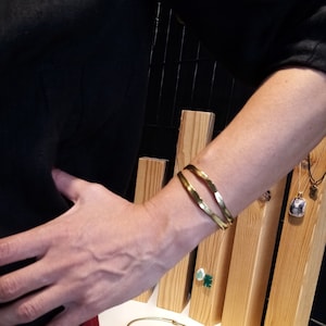 Hammered Raw Brass Cuff Bracelet, Geometric Gold Statement Cuff, Handmade Modern Artisan Gift for Her