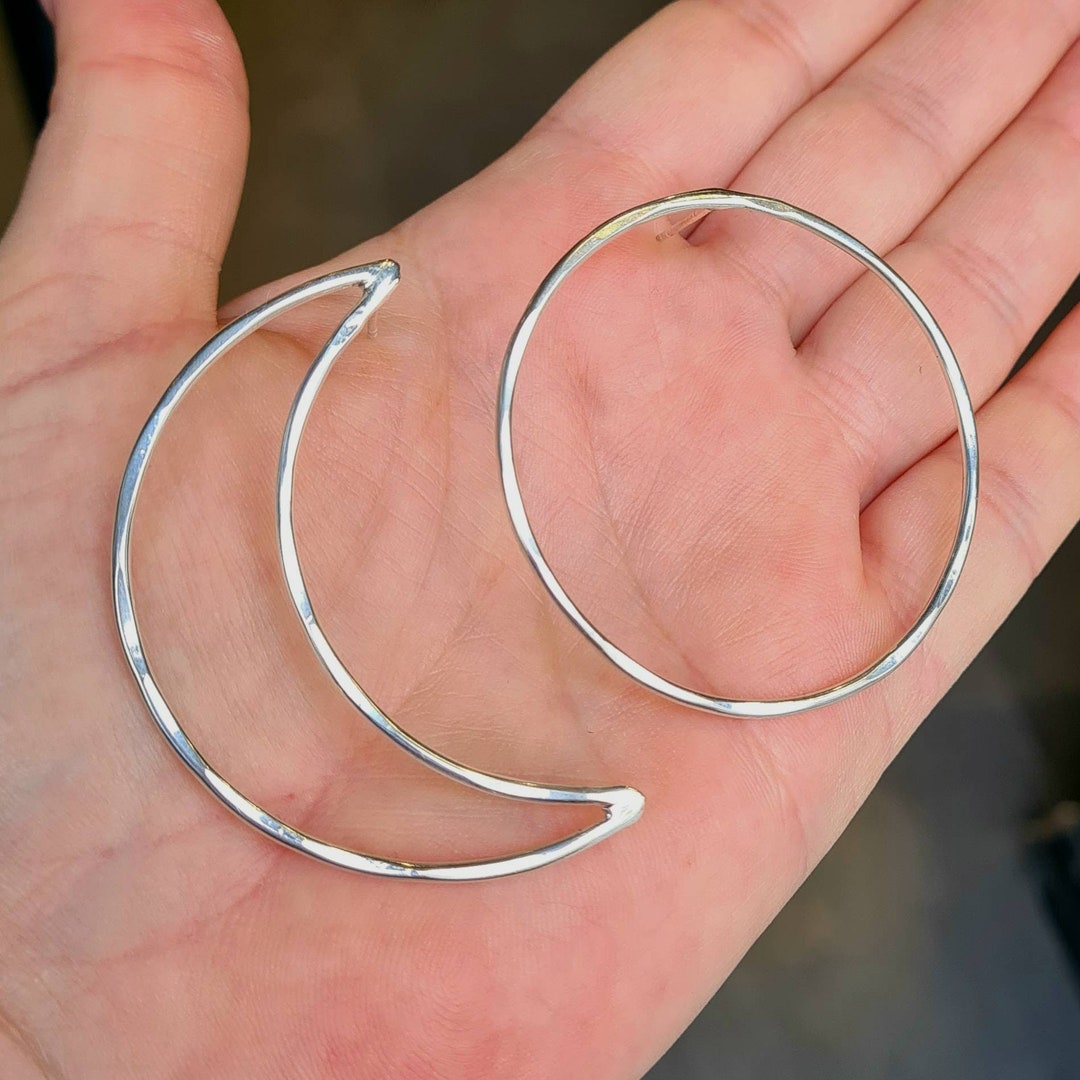 Round Moon Earrings Silver