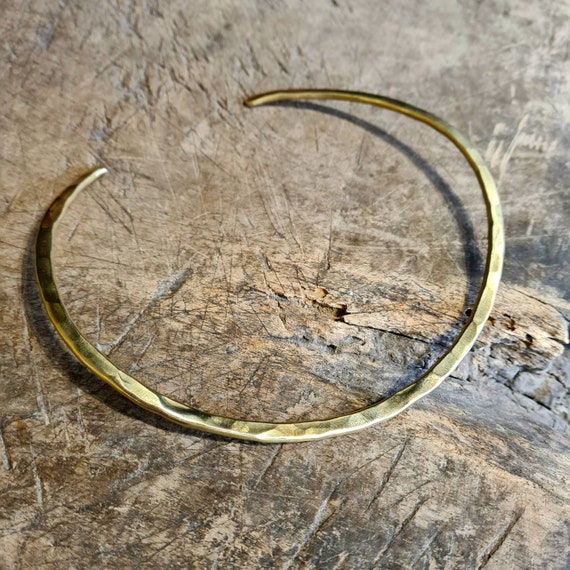 Gold Collar Choker Necklace, Boho Bridal Jewelry, Open Cuff