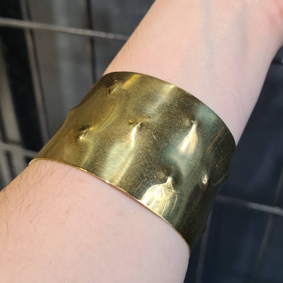 Wide Gold Cuff Bracelet, Hammered Brass Large Cuff Bracelet