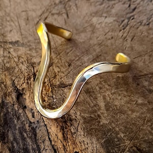 Brass Cuff Bracelet, Minimalist Gold Cuff Bracelet, Wide Cuff Bracelet, Adjustable Open Bangle, Womens Gold Cuff Bracelet, Handmade Gift