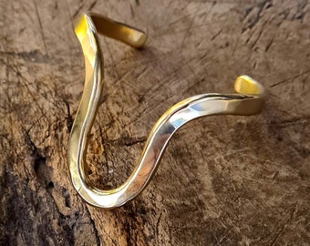 Brass Cuff Bracelet, Minimalist Gold Cuff Bracelet, Wide Cuff Bracelet, Adjustable Open Bangle, Womens Gold Cuff Bracelet, Handmade Gift