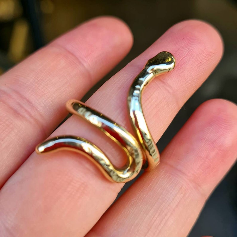 Gold Snake Ring Snake Jewelry Hammered Brass Bold Snake Etsy