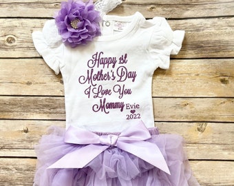 Mothers Day Outfit Baby Girl, Happy 1st Mothers Day, Mothers Day gift , First Mother's Day outfit