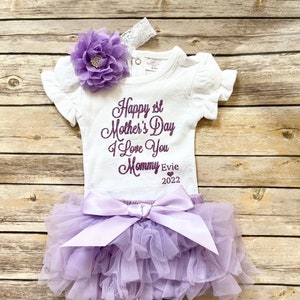 Mothers Day Outfit Baby Girl, Happy 1st Mothers Day, Mothers Day gift , First Mother's Day outfit