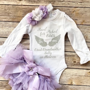 Hand picked for Earth by my loved one in heaven , Personalized baby clothes