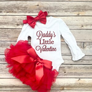 Daddy Little Valentine Valentines Day Baby Girl Outfit Baby