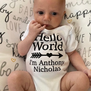 Coming Home Outfit Baby Boy / Hello world - personalized baby baby outfit - baby boy coming home outfit -