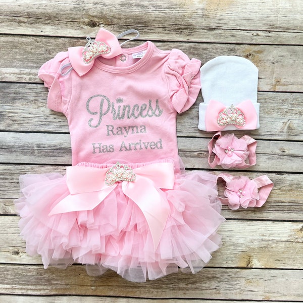 Ensemble personnalisé pour le retour à la maison pour bébé fille : ensemble princesse rose