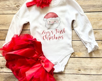 Baby Girl First Christmas Outfit: Red Tutu,