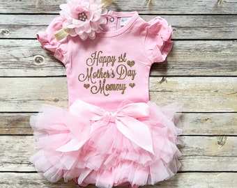 Mothers Day Outfit Baby Girl, Happy 1st Mothers Day, Mothers Day gift , First Mother's Day outfit