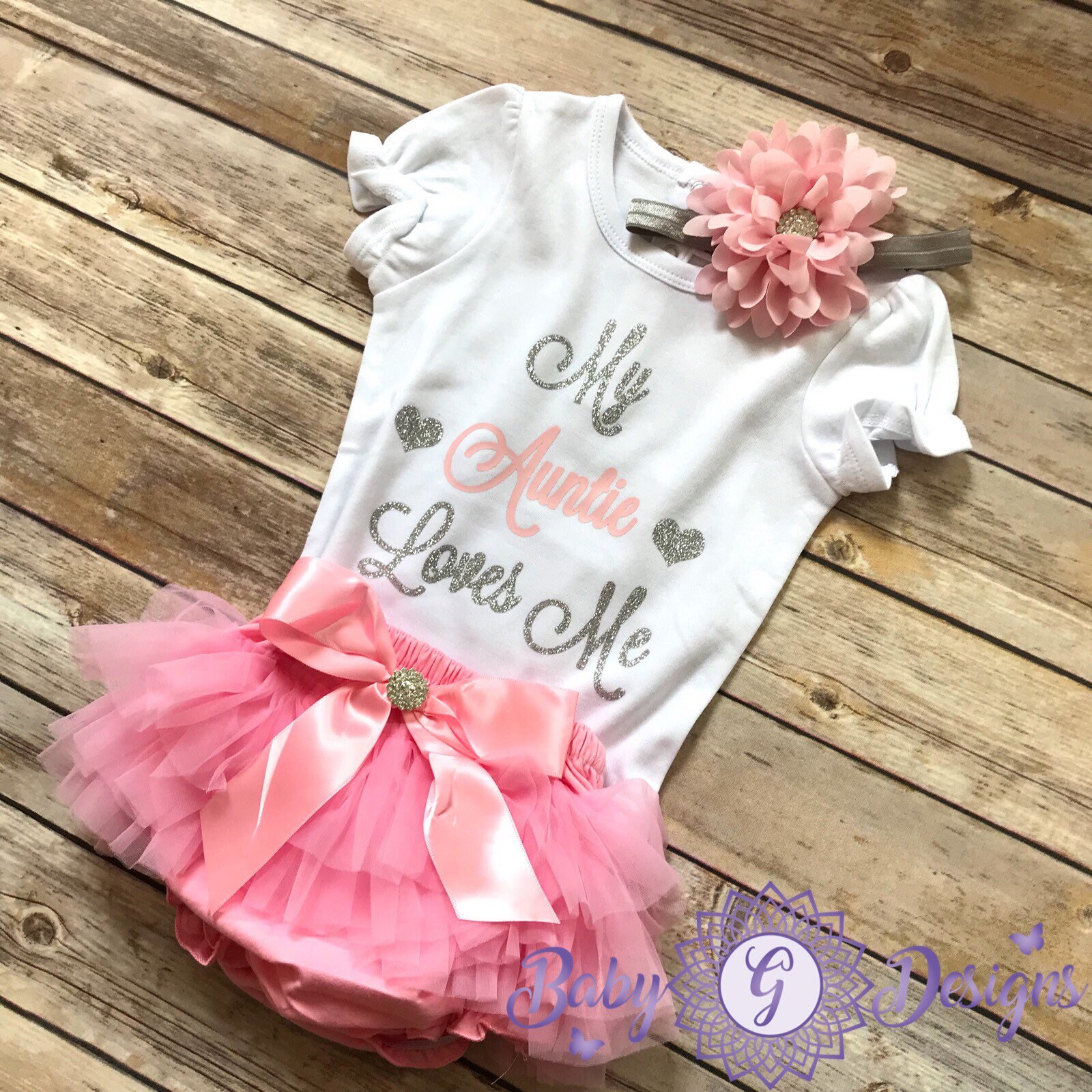 my auntie loves me baby girl clothes personalized baby Etsy
