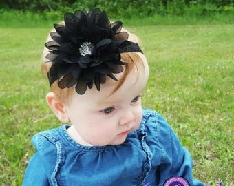 black baby headband, black headband, lace headband, halloween headband, baby headband flower, crystal headband, flower headband, fancy, baby