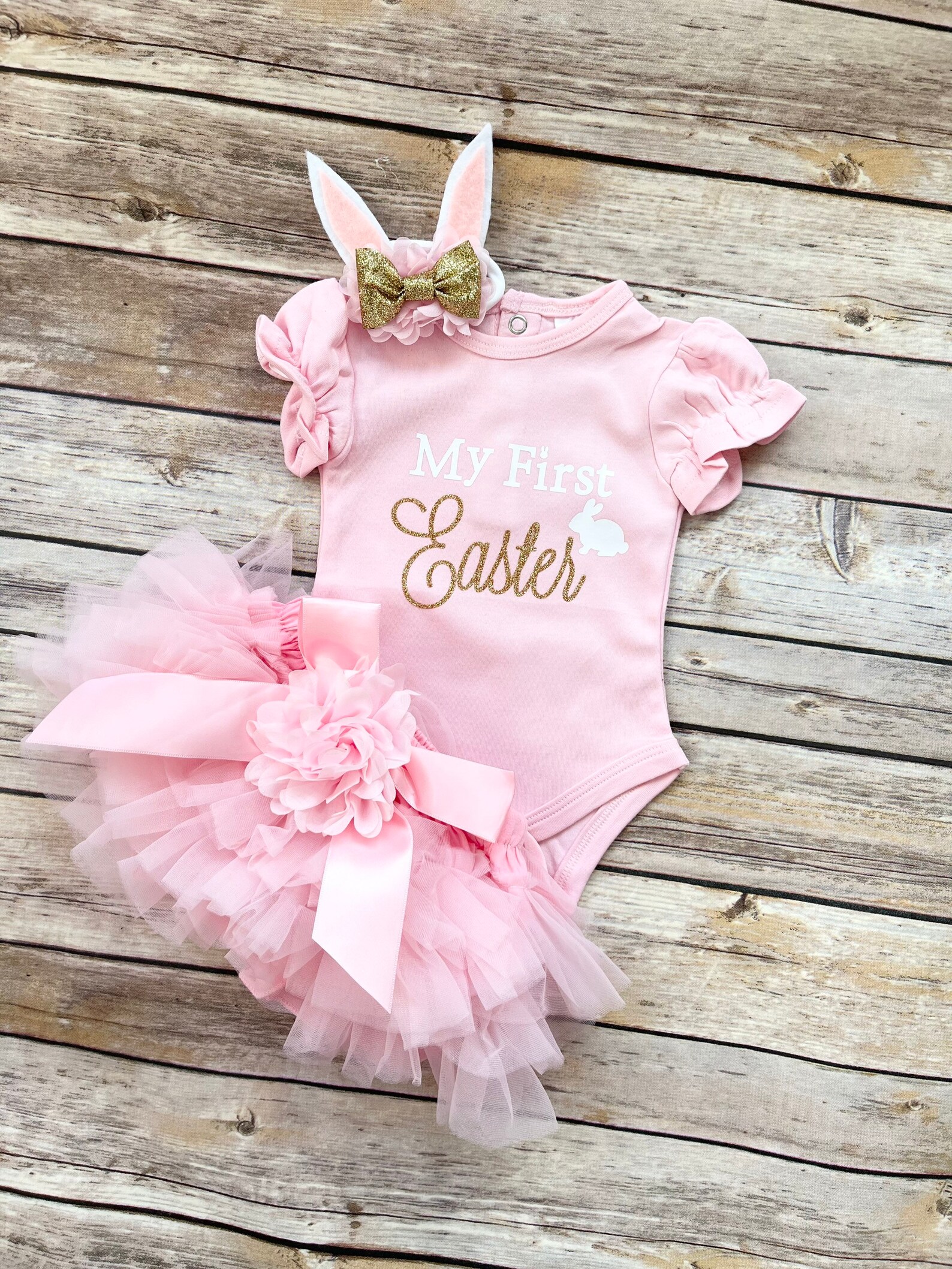 My First Easter Baby Girl First Easter Outfit Easter Bunny Etsy