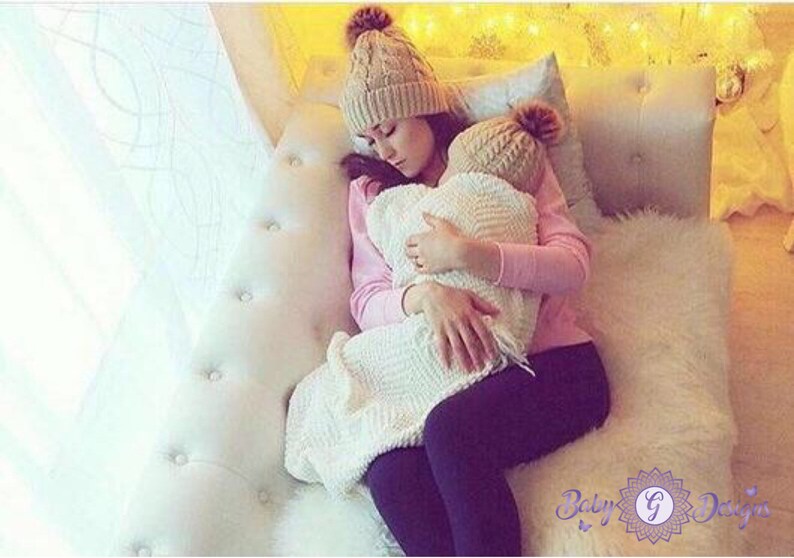 pompon hats mom and me hats matching kid and mom hat mother daughter hats Mommy and me Hats matching outfits hat
