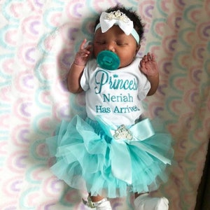 BABY GIRL Coming home Outfit aqua / the princess has arrived / Personalized Baby Outfit