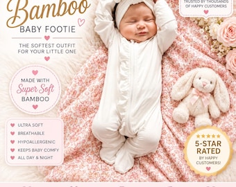 Bamboo Baby Footie with Bow: Organic Newborn Coming Home Outfit