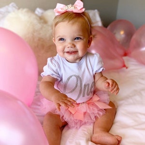 Baby Girl First Birthday Outfit - Pink Tutu Set, 1st Birthday , Cake Smash Outfit, Baby Girl Birthday Clothes, Toddler Party Dress