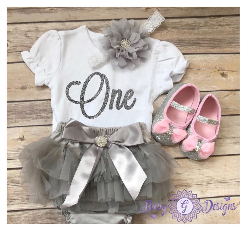 1st birthday outfit one outfit,first birthday silver birthday one onesie birthdat girl outfit First birthday baby girl