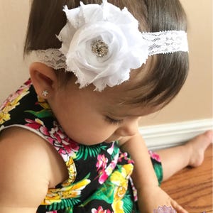 White Headband,Baby headband, Pink Baby headband, Pink Rhinestone Headband, White Lace baby headband Photo Prop, Headband for newborns,Infan