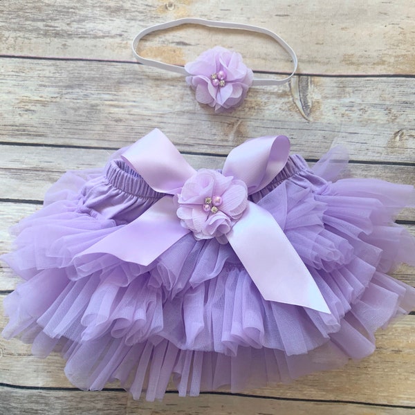 Lavender Baby BLOOMERS - Newborn Photo Prop- Ruffle Bloomer - Baby Tutu - Baby Shower Gift