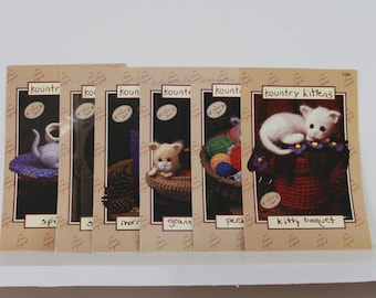 Vintage 1987 Annie Kountry Kittens Crochet Patterns Set of 6 Pre-Owned (FREE SHIPPING)
