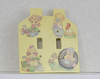 Vintage Precious Moments Wooden Double Light Switch Plate (FREE SHIPPING)