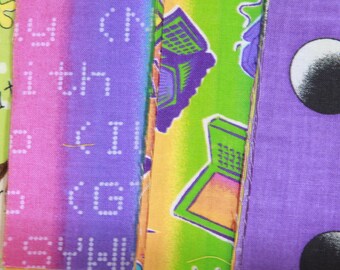 Vintage Teens, Stripes, Computers Bright Designs Quilting with Assorted Counts of the Squares 4" by 4" each (FREE SHIPPING)