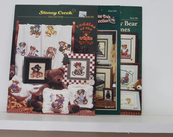 Vintage Stoney Creek Bear and Train Cross Stitch Patterns Pre-Owned (FREE SHIPPING)
