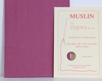 Vintage Muslin by Regency Mills Inc Perfect for Candlewicking One Piece 18" x 45" (1/2 yard) 100% Cotton Dusty Mauve (FREE SHIPPING)