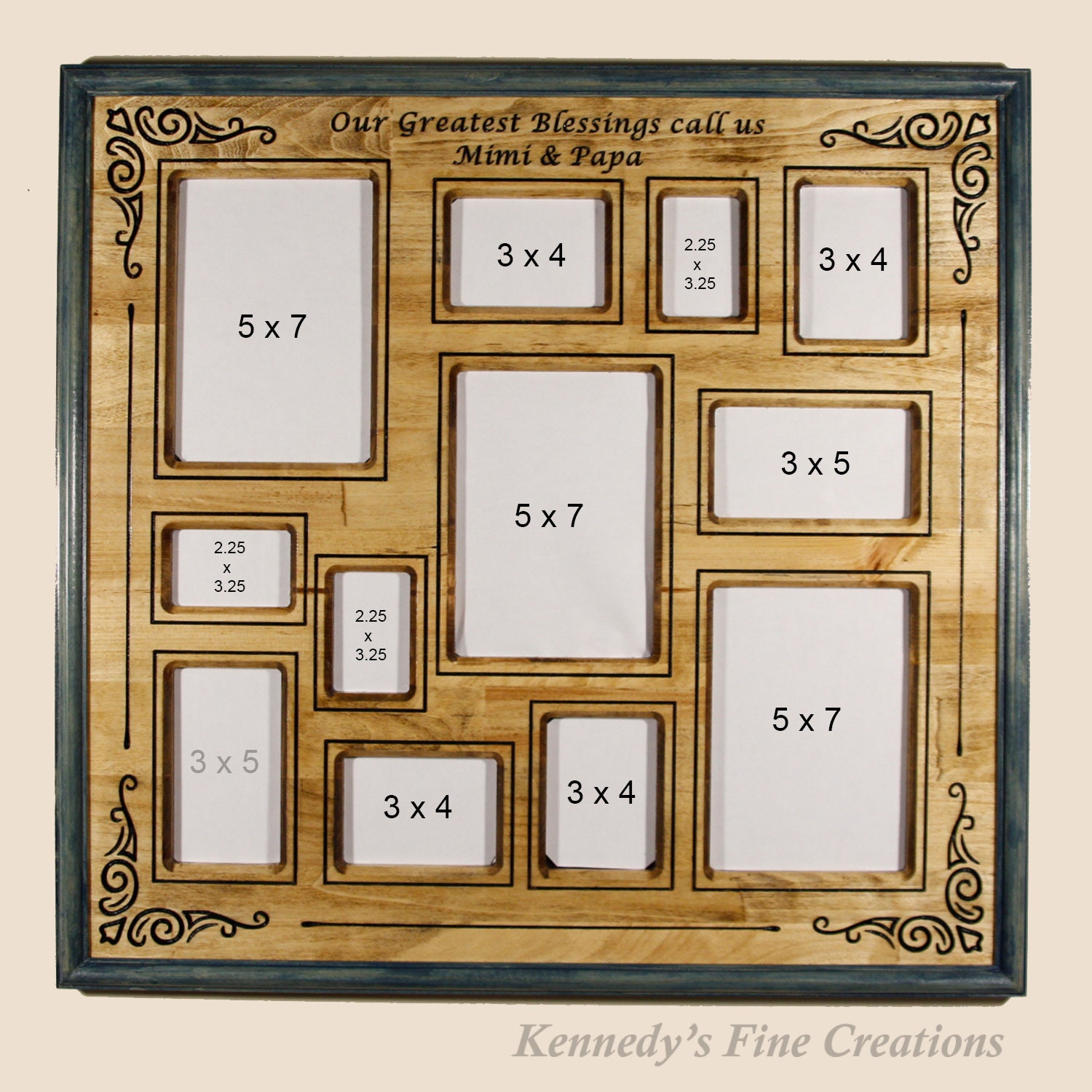 Personalized Collage Engraved Stained Wood Picture Double Frame G