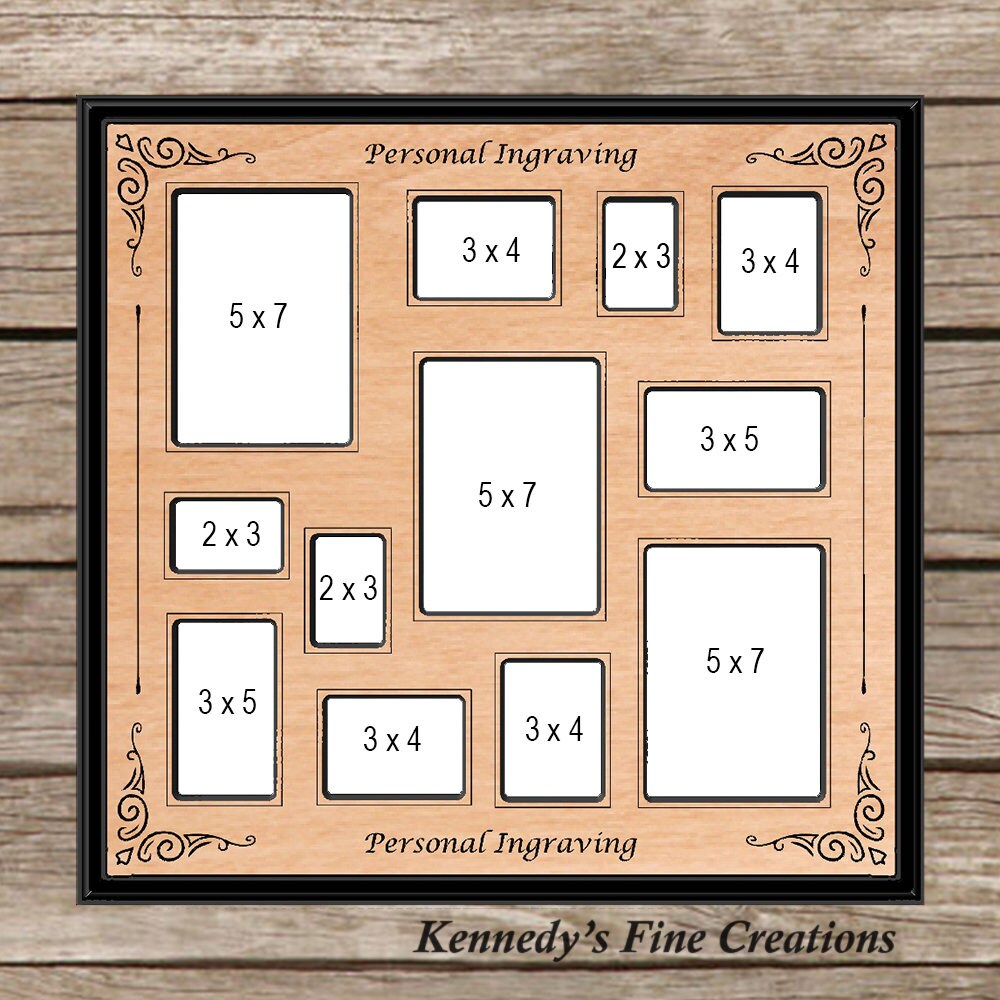 Personalized Collage Engraved Stained Wood Picture Double Frame G