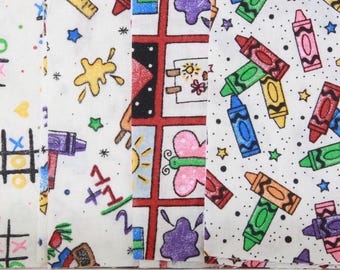 Vintage School Designs Quilting with 4 Squares 4" by 4" each (FREE SHIPPING)