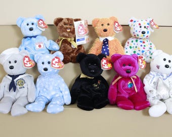 Vintage Assorted ty Beanie Bears - End, Pappa, Nippon, Kisses, Sailor, Bubbly, Germany, 2K, Millennium (FREE SHIPPING)