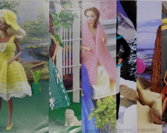 Vintage Annie's Fashion Doll Crochet Club - gowns, shawls, dresses, dog Set of 6 Patterns Pre-Owned (FREE SHIPPING)
