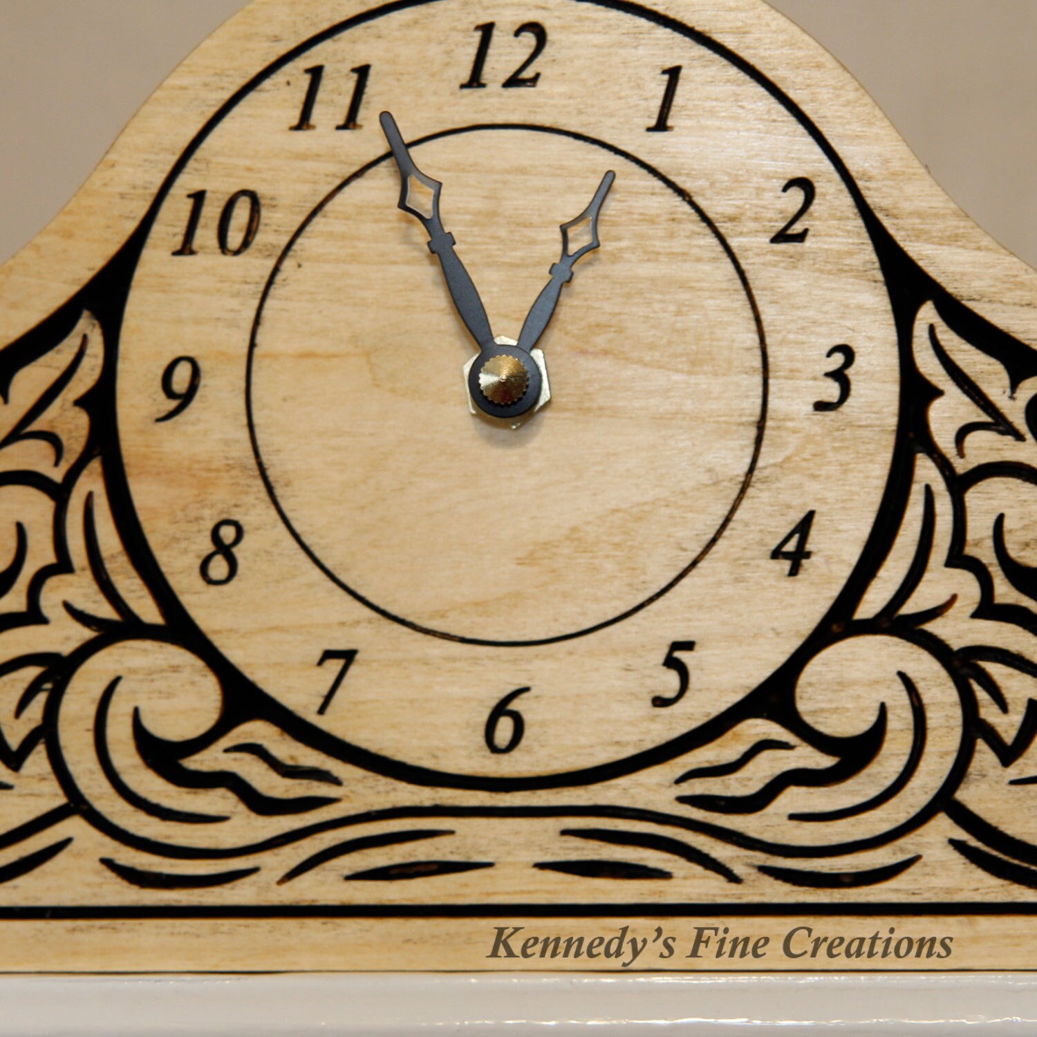 Distinguished Mantle Engraved Wood Clock