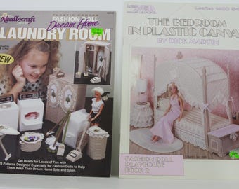 Vintage Fashion Doll Laundry and Bedroom Plastic Canvas Patterns Pre-Owned (FREE SHIPPING)